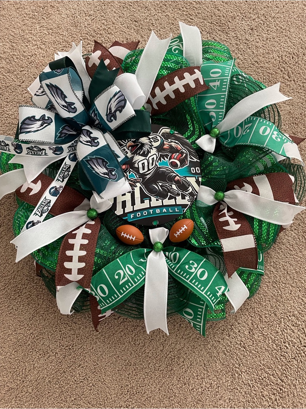 Eagles Green Football Wreath